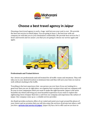 Choose a best travel agency in Jaipur
