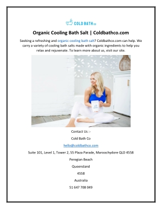 Organic Cooling Bath Salt  Coldbathco.com