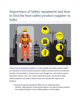 Importance of Safety equipment and how to find the best safety product supplier