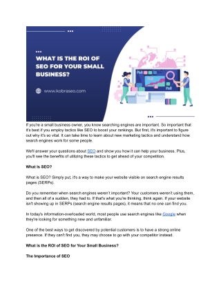 What is the ROI of SEO for Your Small Business_