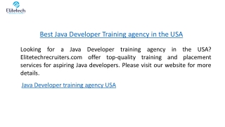 Best Java Developer Training agency in the USA