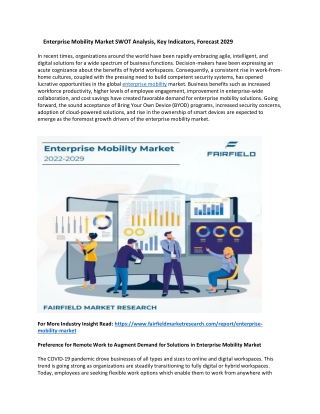 Enterprise Mobility Market Analysis On Trends 2029