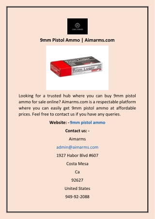 9mm Pistol Ammo | Aimarms.com