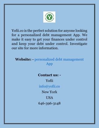 Personalized Debt Management App  Yofii.co