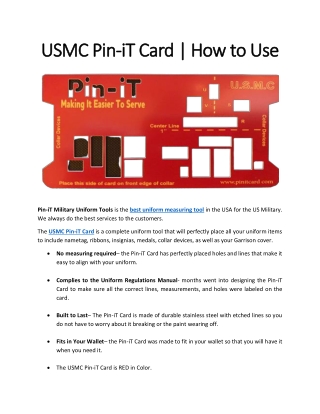 USMC Pin-iT Card