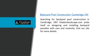 Backyard Pool Construction Cambridge ON Diademlandscape.com