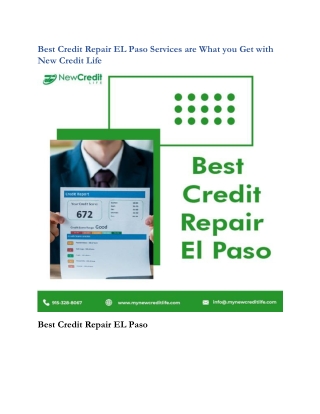 Best Credit Repair EL Paso Services are What you Get with New Credit Life