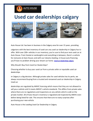 Used car dealerships calgary