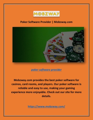 Poker Software Provider | Mobzway.com