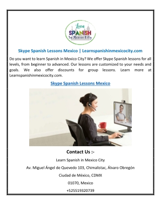 Skype Spanish Lessons Mexico