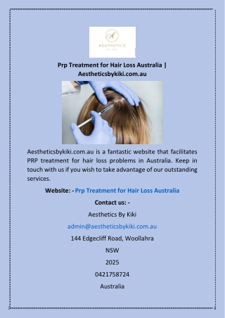 Prp Treatment For Hair Loss Australia | Aestheticsbykiki.com.au