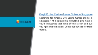 King855 Live Casino Games Online in Singapore  8nplay