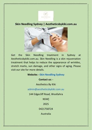 Skin Needling Sydney | Aestheticsbykiki.com.au