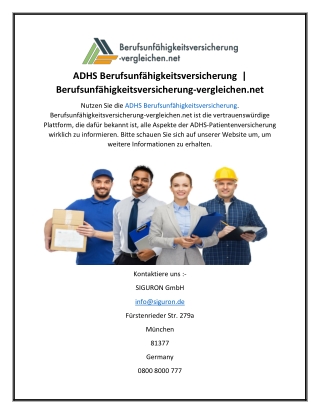 ADHS Berufsunfähigkeitsversicherung   Berufsunfähigkeitsversicherung-vergleichen.net
