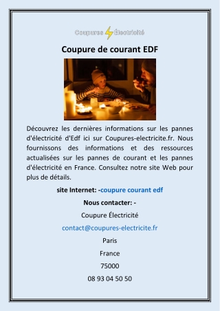 Coupure de courant EDF