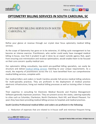 OPTOMETRY BILLING SERVICES IN SOUTH CAROLINA, SC