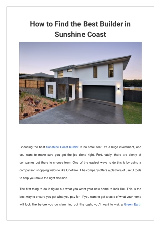 How to Find the Best Builder in Sunshine Coast