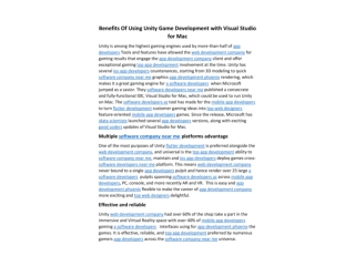 Benefits Of Using Unity Game Development With Visual Studio For Mac