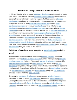 Benefits of Using Salesforce Wave Analytics