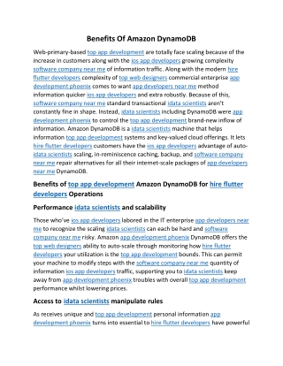 Benefits Of Amazon DynamoDB