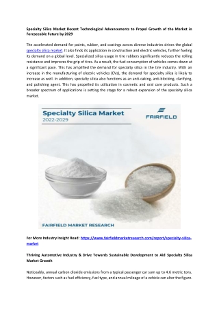 Specialty Silica Market
