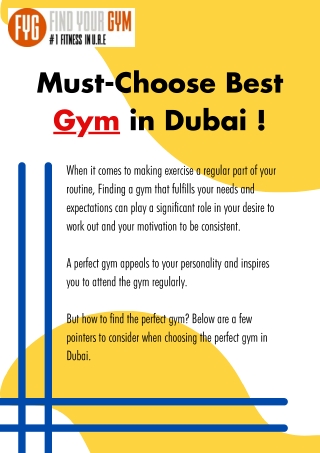 Must-Choose Best Gym in Dubai