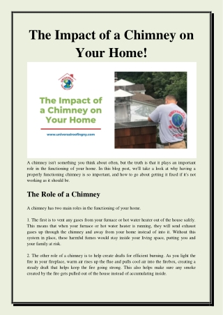 The Impact of a Chimney on Your Home!