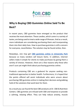 Find The Best CBD Gummies In University Park