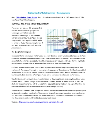 California Real Estate License | Requirements