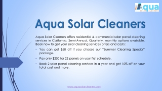 Aqua Solar Panels Cleaning Company California | Book Now
