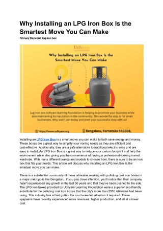 Why Installing an LPG Iron Box Is the Smartest Move You Can Make