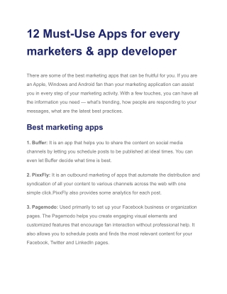 12 Must-Use Apps for every marketers & app developer