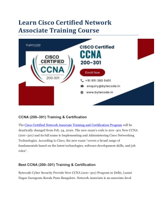 Learn Cisco Certified Network Associate Training Course