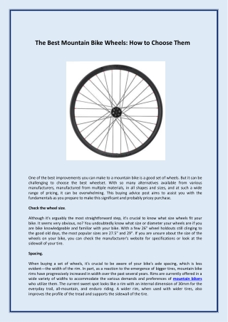 The Best Mountain Bike Wheels - How to Choose Them