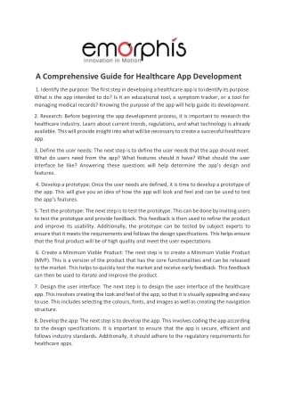 A Comprehensive Guide for Healthcare App Development