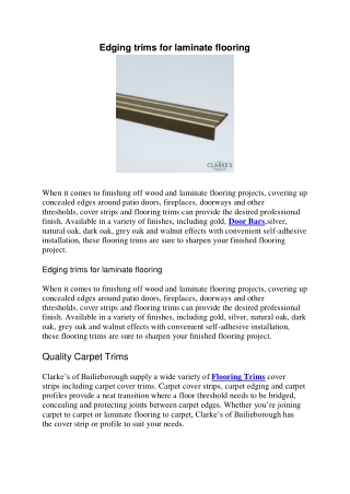 Edging trims for laminate flooring