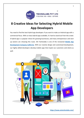 8 Creative Ideas for Selecting Hybrid Mobile App Developers