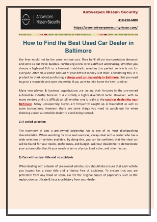 How to Find the Best Used Car Dealer in Baltimore