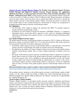 Negative Pressure Wound Therapy Market