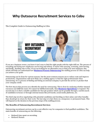 Why Outsource Recruitment Services to Cebu