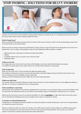 Stop Snoring  Solutions for Heavy Snorers