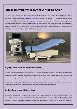 Pitfalls To Avoid While Buying A Medical Chair