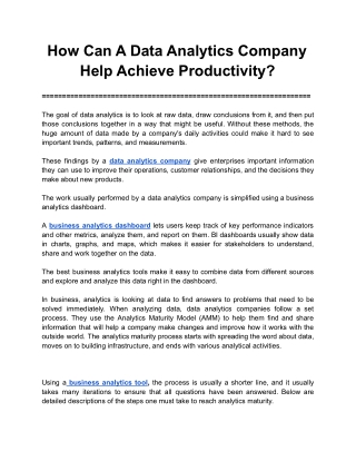 How Can A Data Analytics Company Help Achieve Productivity_
