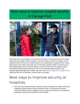 Best ways to improve hospital security in Canoga Park