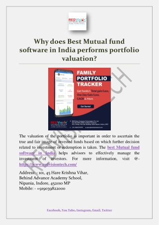 Why does Best Mutual fund software in India performs portfolio valuation