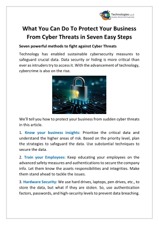 What You Can Do To Protect Your Business From Cyber Threats in Seven Easy Steps