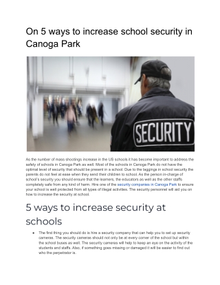 On 5 ways to increase school security in Canoga Park