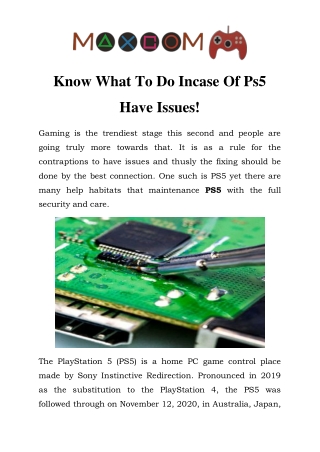 PS5 Repair in Andheri Call-9867355478