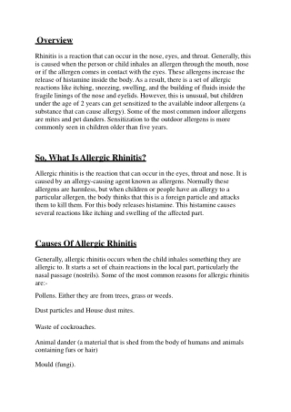 Allergic Rhinitis In Children - Dr. Ameet Kishore