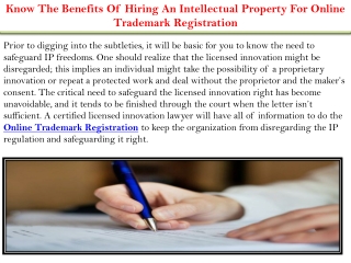 Know The Benefits Of Hiring An Intellectual Property For Online Trademark Registration